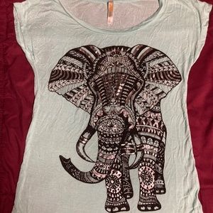 NWOT Shiny Silver Elephant Graphic Tee